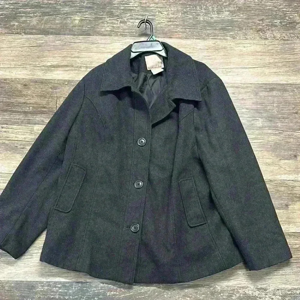 White Stag Black Wool Blend Pea Coat Size 3X